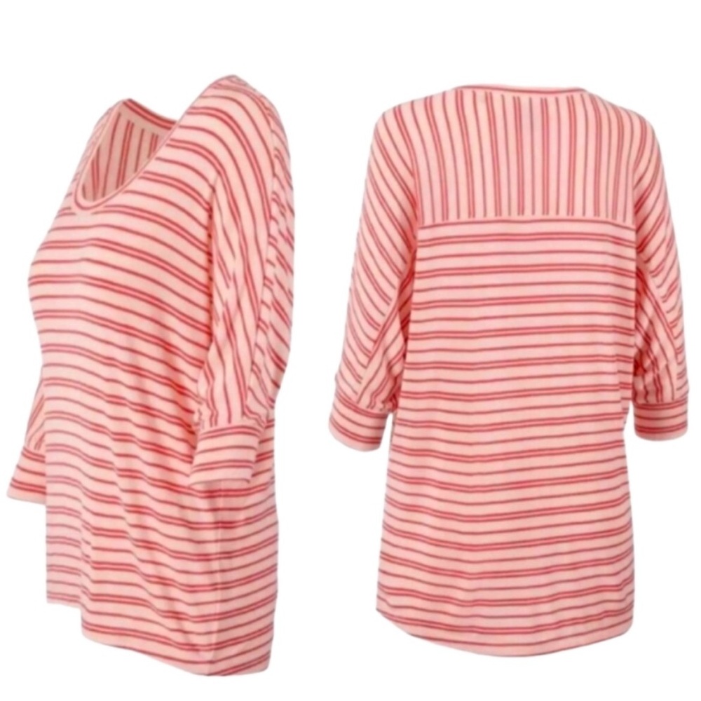 Cabi Pink & White Tickled Striped Dolman Sleeve Relaxed Top (M)